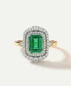 Aanika V. Emerald & Diamond Emerald-Cut Halo Ring - 0.75 Ct. T.W.