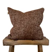 Vitim Pillow in Jute and Mohair in Brown Herringbone -  23 x 23