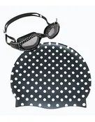 Adult Silicone Swimming Cap & Goggle Set - Polka Dot