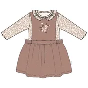 2PC BODYSUIT KNIT+OVERALL DRESS KNIT-PINK DUSTY
