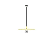 24" Brass Disk Pendant with Chrome Globe