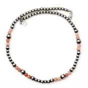 14" Silver Pearl Choker Featuring Peruvian Opal Accents