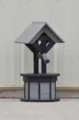 2 ft. Poly Wishing Well Flower Planter, (Driftwood Gray/Black)