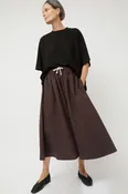 Ali Golden Drawstring Full Skirt in Dark Brown