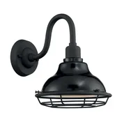 1-Light Newbridge Small Outdoor Wall Sconce in Gloss Black/Silver Finish