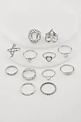 Assorted Cubic Zirconia Sculptural Rings Set of 12