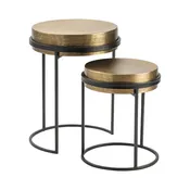 2 Piece Hudson Textured Brass Nesting Tables