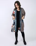 Denim Trim Print Multi Media Long Duster — Talk of The Walk