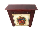 56069 HAND PAINTED FRUIT BASKET CONSOLE TABLE 2 DOOR CABINET WITH DRAWER