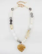 Acrylic Beaded Necklace with Heart Charm