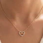 14K Gold Dipped Cz Mama Heart Necklace: GD
