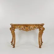 18th Century Venetian Giltwood Marble Top Console Table