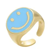 Cute Smiling Face Ring - Blue