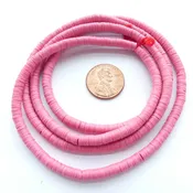 New Vinyl Heishi, Hot Pink 4mm on Strands 30-inches