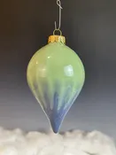Blue on Green Teardrop Christmas Ornament (9954