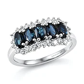 AAA Monte Belo Indicolite and Luxuriant Lab Grown Diamond G-H SI 1.50 ctw Starburst Elegance Ring in Rhodium Over Sterling Silver (Size 10.0)