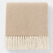 Fennco Styles Camel Herringbone Throw Blanket with Fringe (50x60)