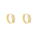 Accented 3 Stone Stud Hoops-Gold/Clear
