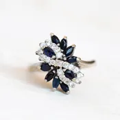 14k White Gold Sapphire & Diamond Infinity Ring