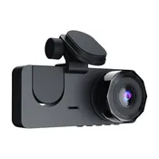 1296P Car DVR Dash Camera, 4" Display, 3-Lens, Live Vehicle Recorder