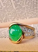 14K Jade & Diamond Ring