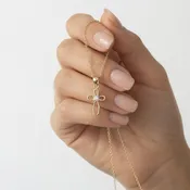 10k Real Yellow Gold Small CZ Cross Pendant 20mm Length