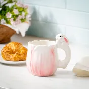 Bunny Blooms Coffee Cup Ceramic Sculpted Flower with Bunny Handle, 17.5oz, Gift Box