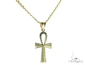 10k Gold Ankh Pendant and Hollow Cuban Chain Set 61718