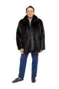 Ebony Beaver Fur Stroller with Zipper and Hood