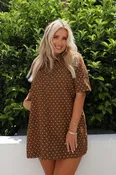 Be Somebody Else Dress: Camel/Cream