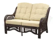 Malibu Loveseat, Dark Brown color with Cream Cushions