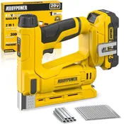 Built Tough 18 Gauge Cordless Brad Nailer And Crown Stapler Kit With 2Ah Battery And Charger, Straight Shooting Zero Hassle Power Tool For Upholstery And Home Diy Projects Plus Two Thousand Fasteners Included