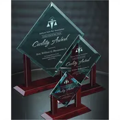 Jade Glass Diamond On Piano Wood Base