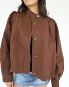 Bubble Hem High Collar Jacket