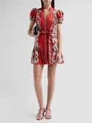 Alice & Olivia Cora Tiered Mini Shirt Dress- Rose Garden