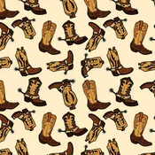 Cowboy Boots Fabric - Tan