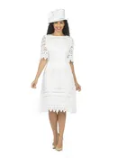 1pc Elbow Length Slv Lux Lace Shift Dress