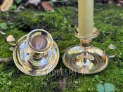 Brass Chamberstick Candle Holder with Handle for Taper Candles