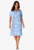 Matching Short Single Sleepshirt & Slipper, Sky Blue Winter Cat