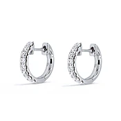 18K White Gold Diamond Small Round Hoop Earrings — Zoland