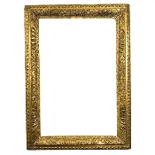 17th-Century Italian Auricular Gilt Frame – Hand-Carved Baroque Elegance