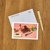 Vintage Office Stamps and Ink Pad Postcard