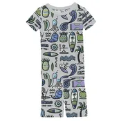 2 Piece Pajama Set (Short Sleeve & Shorts) - Dove Surf