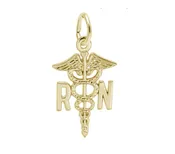 10K Gold Registered Nurse Caduceus Charm Item #H0007