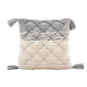 16 in. White Pillow With Tassels
