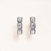 14K Gold, Oxidized Silver & Lab Grown Diamonds Huggie Earrings