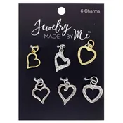 Classic Heart Charms Gold/Silver 6pc
