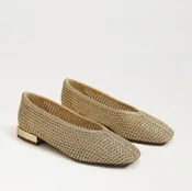 Sam Edelman Kasey Knit Ballet Flat - Amber Gold Woven Fabric