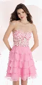 Chiffon Strapless Embroidered Corset Tiered Fit and Flare Dress