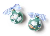 Around The World Plane Glass Ornament